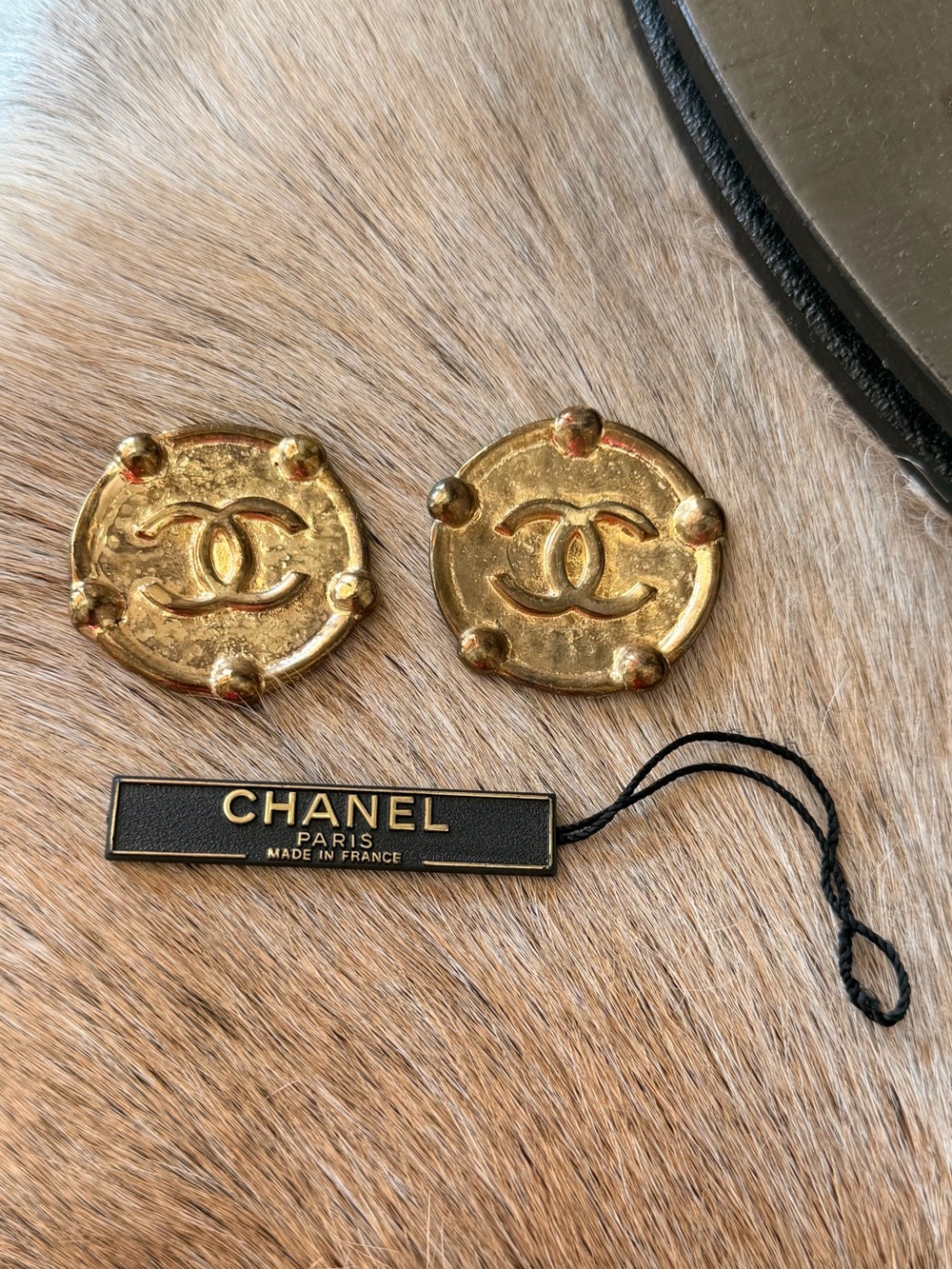 Vintage Chanel Gold-Tone CC Medallion Clip-On Earrings